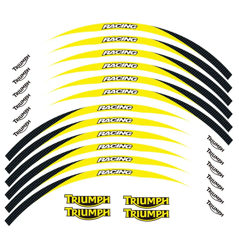 Новинка, высокое качество, 12 шт., подходит для мотоцикла, наклейка для колес, в полоску, светоотражающий обод для TRIUMPH - Цвет: 2