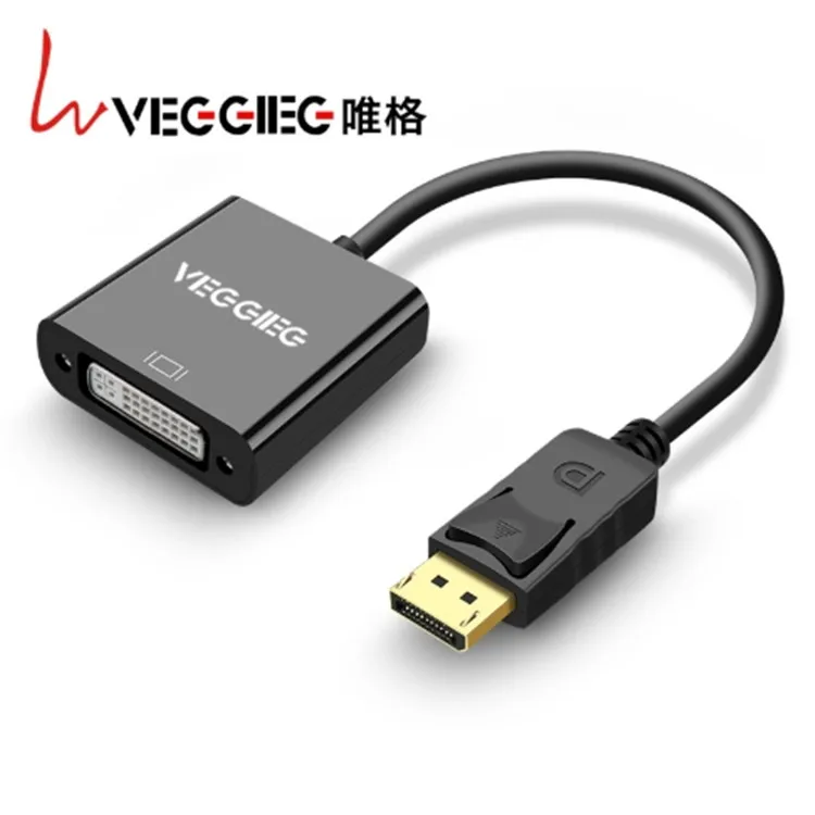 Veggieg дисплейный порт к DVI адаптер в черном 1080 p видео позолоченный DP конвертер для