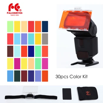 

FalconEyes CFA-30K Flash Speedlite 30 Colors Color Gel Kit with Barndoor & Reflector & Bag for Canon Nikon YONGNUO GODOX
