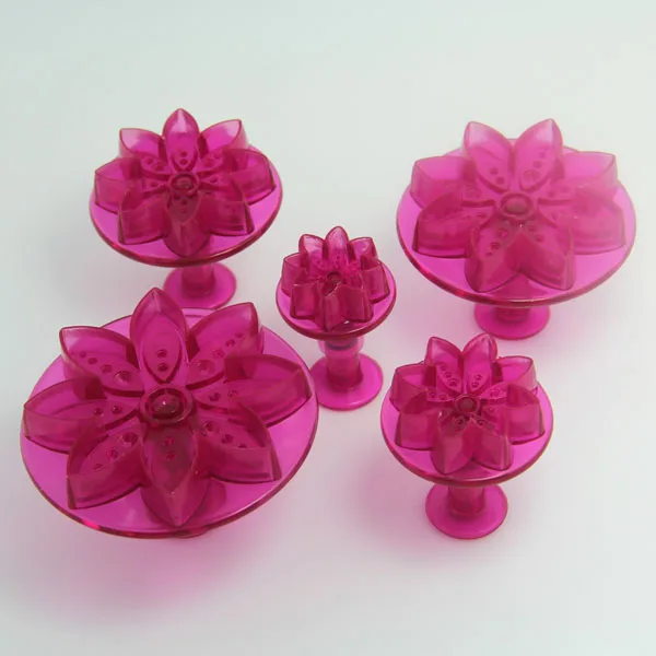 

Free shipping high quality 5 pcs Transparent Different Size Flower Plunger Cutter for cake decorating cake tools