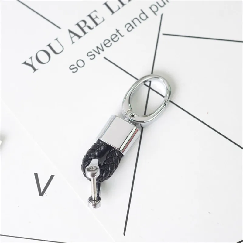 Креативный металлический плетеный кожаный сплав брелок модный стиль деловой Автомобильный ключ большая пряжка красивое кольцо для ключей аксессуары - Название цвета: Black