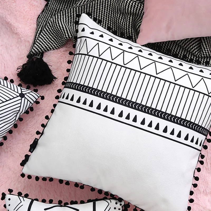 Ins الشمال بسيطة هندسية أكياسها الحديثة غرفة المعيشة كنبة مكتب غطاء الوسادة وسادة سيارة غطاء ديكور المنزل لا حشو
