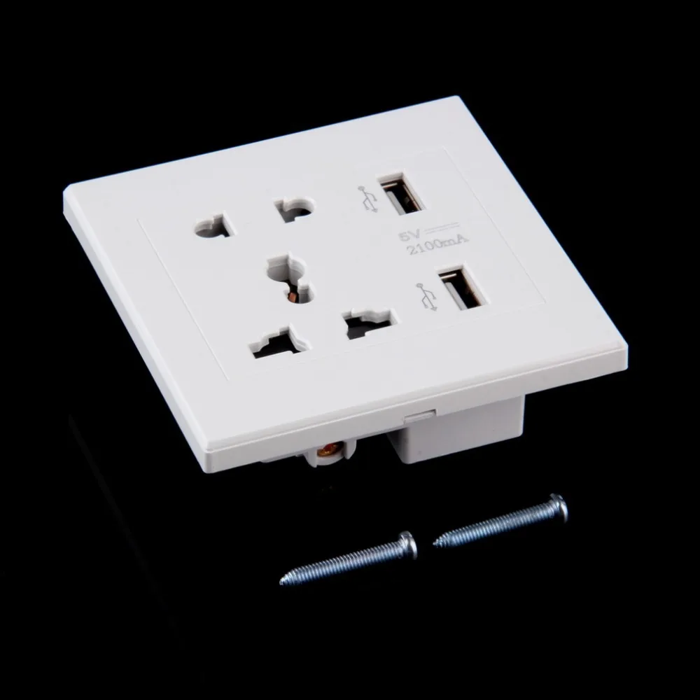 Горячая новинка, универсальная USB настенная розетка, AC 110-250 В, US, UK, EU, AU, настенная розетка, 2 порта, 5,0 в, USB розетка, зарядное устройство для мобильного телефона