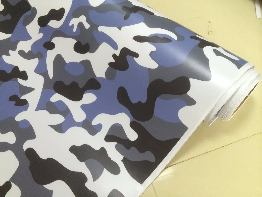 Matte arctic blue white black camo vinyl car wrap film (3)