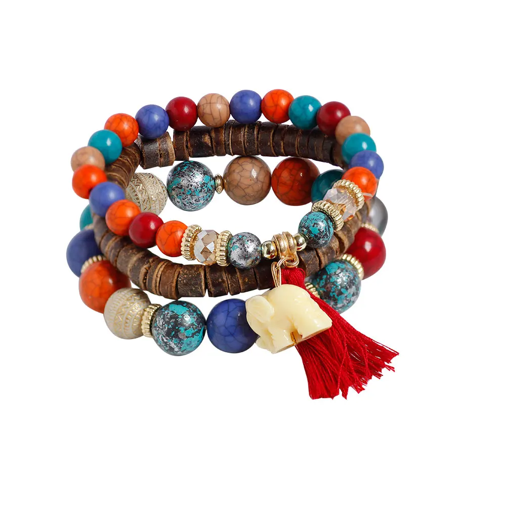 

F&U Woman Beach Jewelry 2017 Bohemian Natural Stone Bracelet Multilayer Beads Strand bracelets & bangles Pulseras Muje