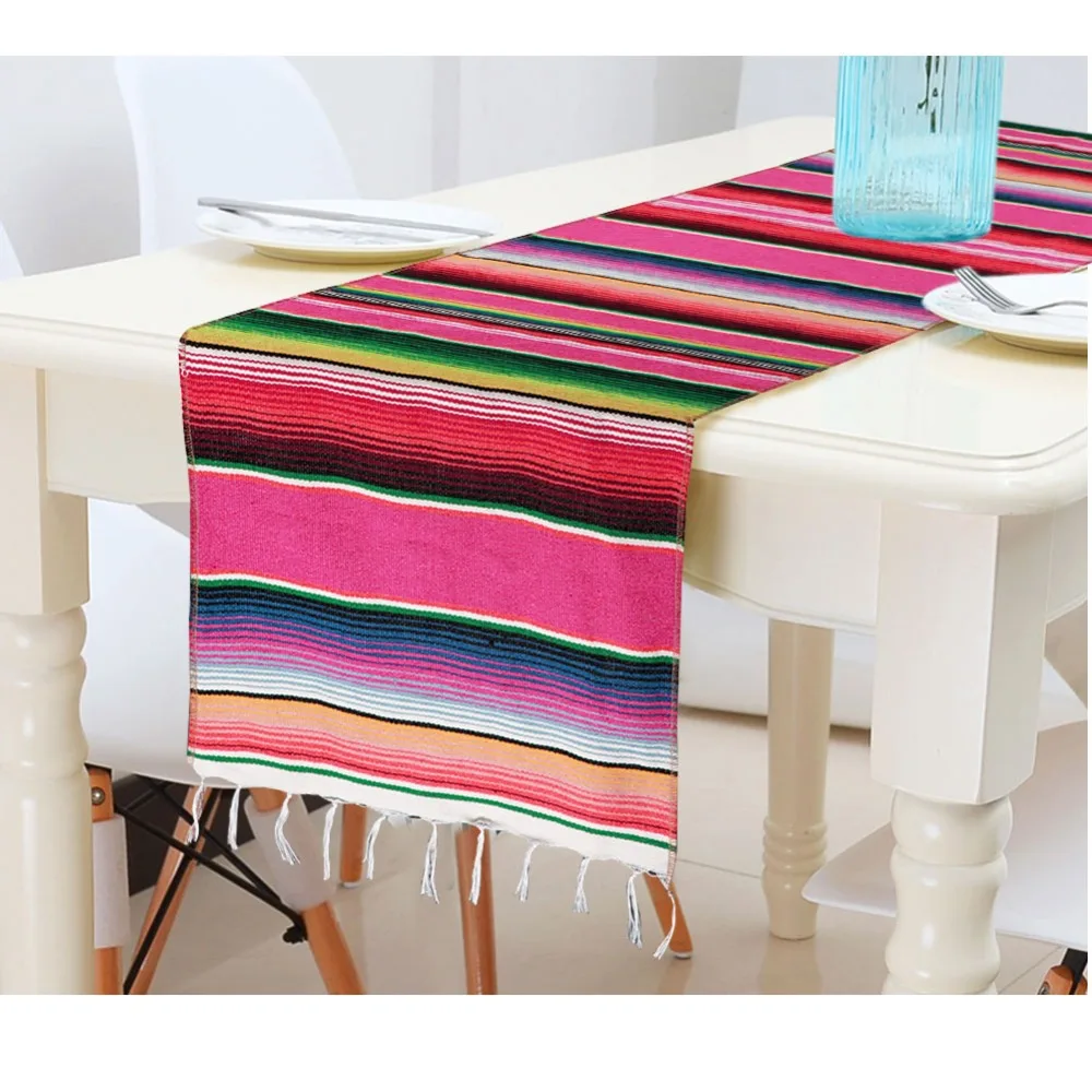  OurWarm Fiesta Themed Party Table Runner Cinco De Mayo Celebration Party DIY Decorations Mexican Se
