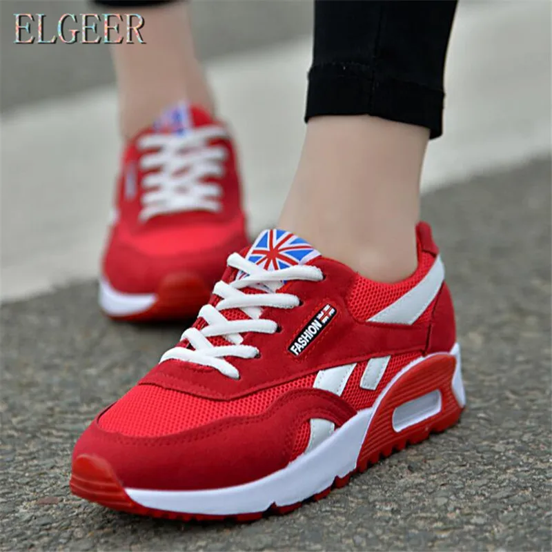Meilleur ELGEER Femmes de chaussures 2018 printemps et automne nouveau maillage avec coussin d air de femmes chaussures femmes Sneakers de Plate Forme chaussures