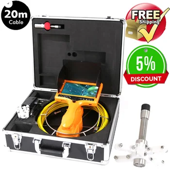 

20m Cable Fiber Glass 7'' TFT LCD Waterproof Pipe Sewer Inspection Camera Color 1/3 CCD 600TVL 12 Leds Endoscope Snake Camera
