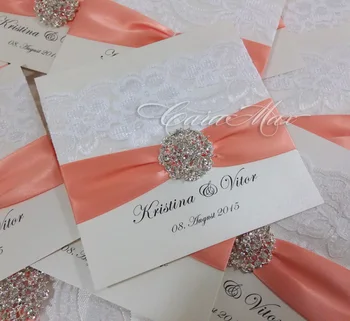 

CA0662 Elegant Lace Decorated Wedding Invitations Design