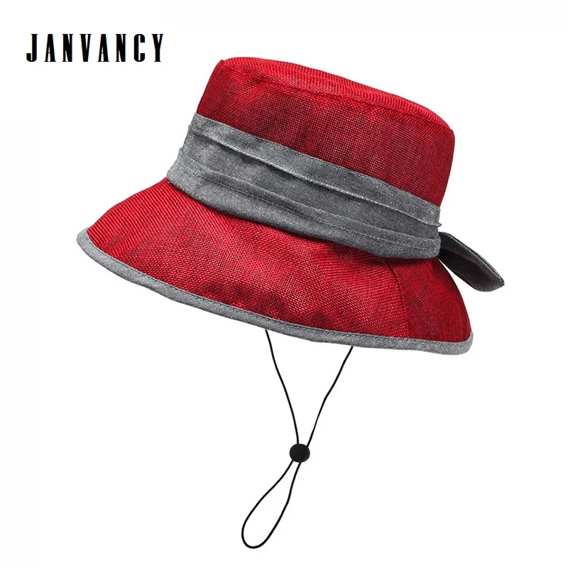Spring and Summer Flat Bucket Hat for Women Sunscreen Beach with Bow-knot Belt Fisherman Panama Bob Tourism Japan Harajuku | Аксессуары