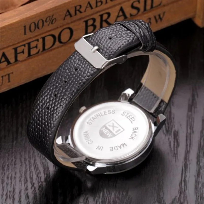 Men Watch Luxury Quartz Sport Military Stainless Steel Dial Leather Band Wrist Watch Men Women Watch Relogio Masculino D26 (3)