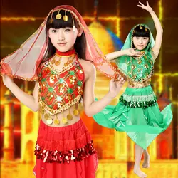 Новый 2017 дети Belly Танцы костюм живота Танцы Одежда для танцев Обувь для девочек Арабский Платье для танцев Детские индийский Платья для