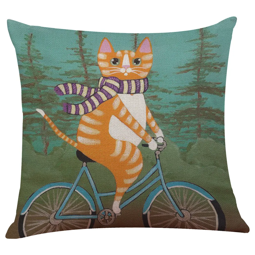 Наволочка с милым животным рисунком кота, Модная хлопковая и льняная наволочка для дивана, автомобильная домашняя спальня, декоративная наволочка для подушки - Цвет: c