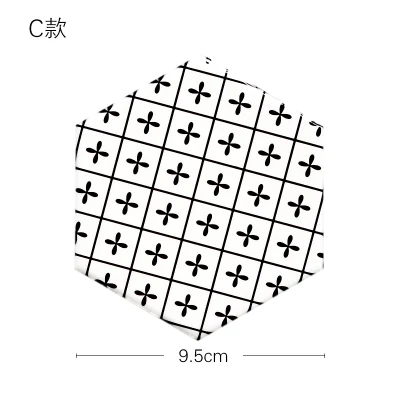 Творческий Геометрическая Керамика подставки пить Coaster Pad Кофе коврик Чай Pad Салфетки пробкового дерева дно теплоизоляция колодки - Цвет: C