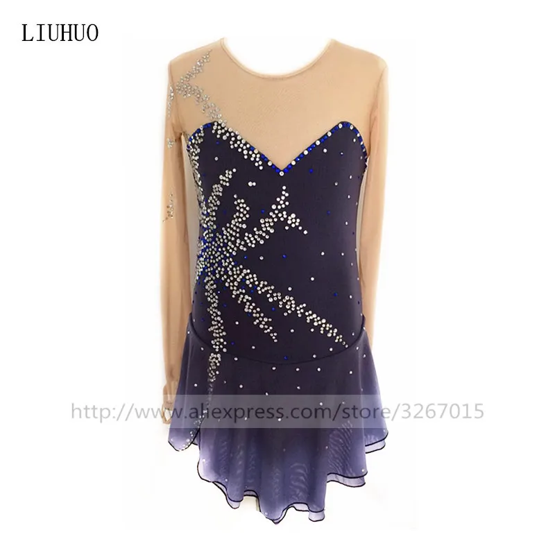

Figure Skating Dress Women's Girls' Ice Skating Dress Grey black collocation Elastic mesh fabric A gradient skirt