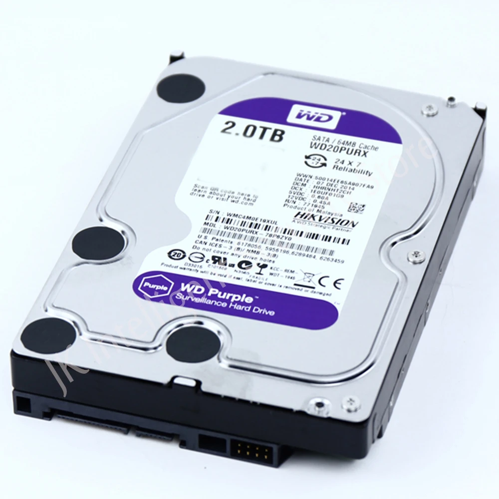 Hikvision Мониторы Выделенный жесткий диск 2 ТБ WD purple 2000 ГБ HDD для NVR DVR ds 7608ni e2/8 P i2/8
