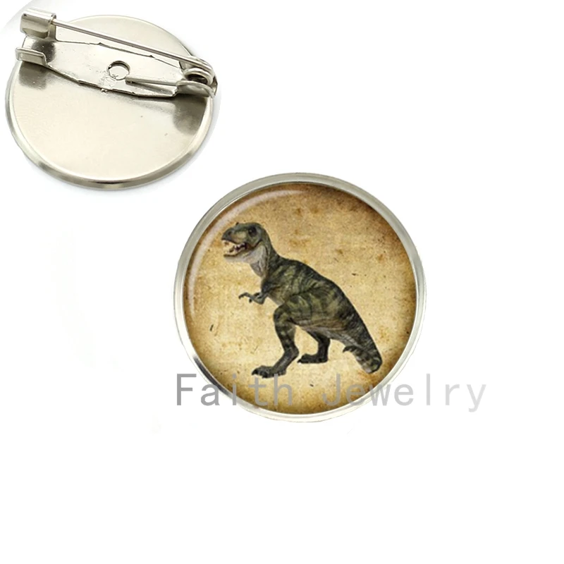 

Vintage style Ancient animals Dinosaurs brooches art picture glass cabochon dome handmade brooch pins trendy silver plated NS297