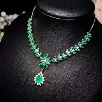 

Natural Emerald Necklace 925 Sterling Silver luxury wedding jewelry