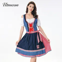 Utmeon женские Bavarian Oktoberfest Dirndl костюмы для женщин люкс пиво Карнавальный Костюм горничная Wench костюм для костюмированной игры