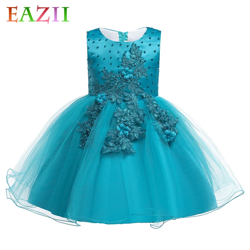 

Princess Baby Girls Applique Flower Elegant Wedding Party Dresses Toddler Girls Christmas Vestidos Formal Dress Kids Clothing
