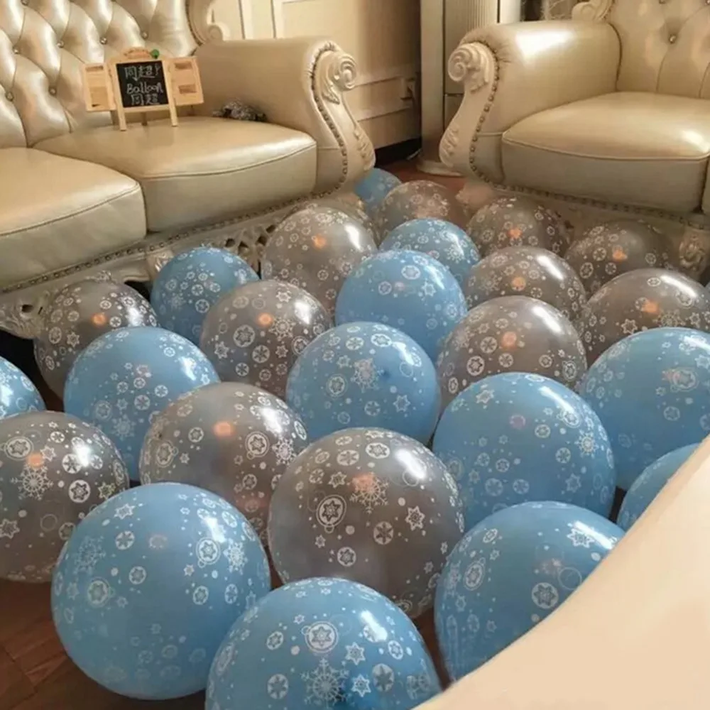

12pcs Blue Silver 2 Colors Snowflake Latex Balloons Inflatable Wedding Decorations Air Ball Happy Birthday Party Supplies