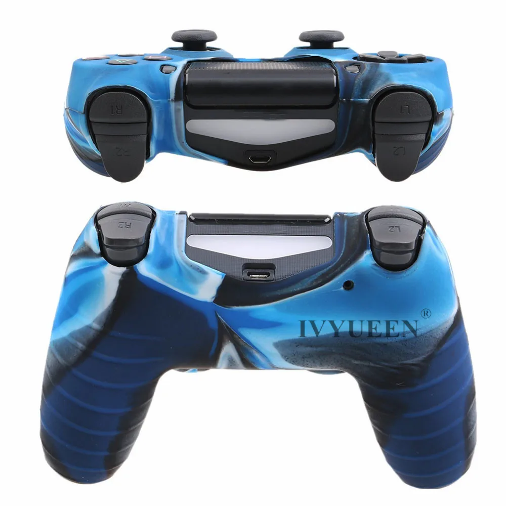 IVYUEEN 5 в 1 для Dualshock 4 PS4 Pro тонкий контроллер силиконовый гелевый Чехол для кожи+ палки с захватом для большого пальца+ 2 светодиодный стикер