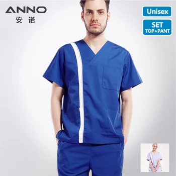 

Short Sleeves Blue Purple Resistant to rinsing Nurse Uniform Medical Scrubs Hospital Form Surgical Cloths Medical Gown Top Pant