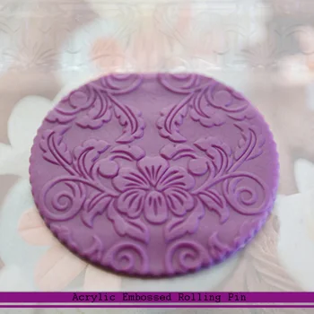 

Transparent SugarCraft Fondant Cake Decorating Tools Acrylic Lace Rolling Pin Fondant Embosser