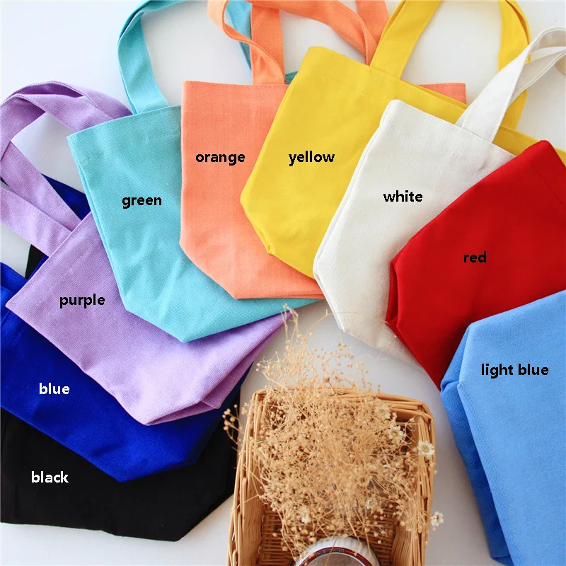 

Canvas storage bag solid color cotton cloth handbag lunch box bag ladies portable cloth bag