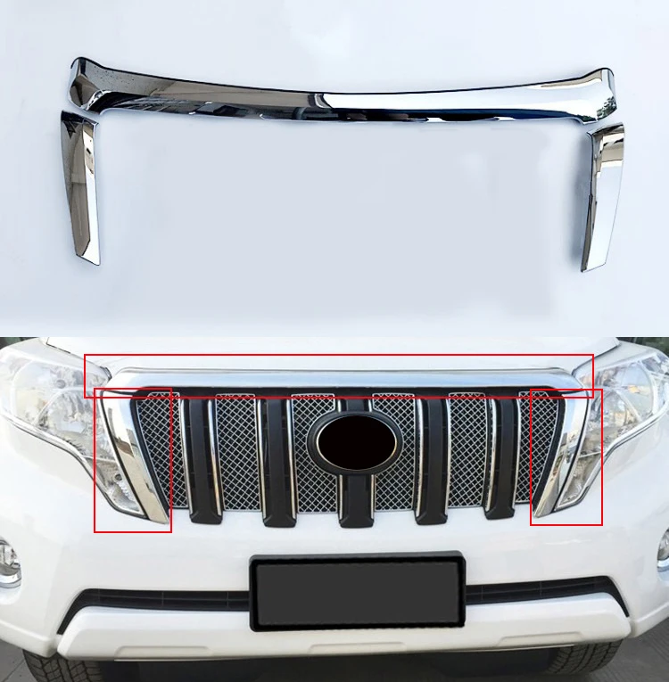 

Cover Case Sticker For Toyota PRADO FJ150 FJ 150 2014-2017 Car Styling 3pcs Head Racing Grills Decoration Cover Case Stickers