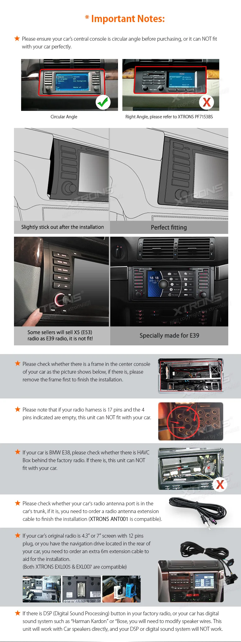 XTRONS 7 ''Радио 1 Автомобильный dvd-плейер din gps для BMW E39 M5 1999 2010 2001 2002 2003 E39 1995 1996 1997 1998-2003/7 серии 1994