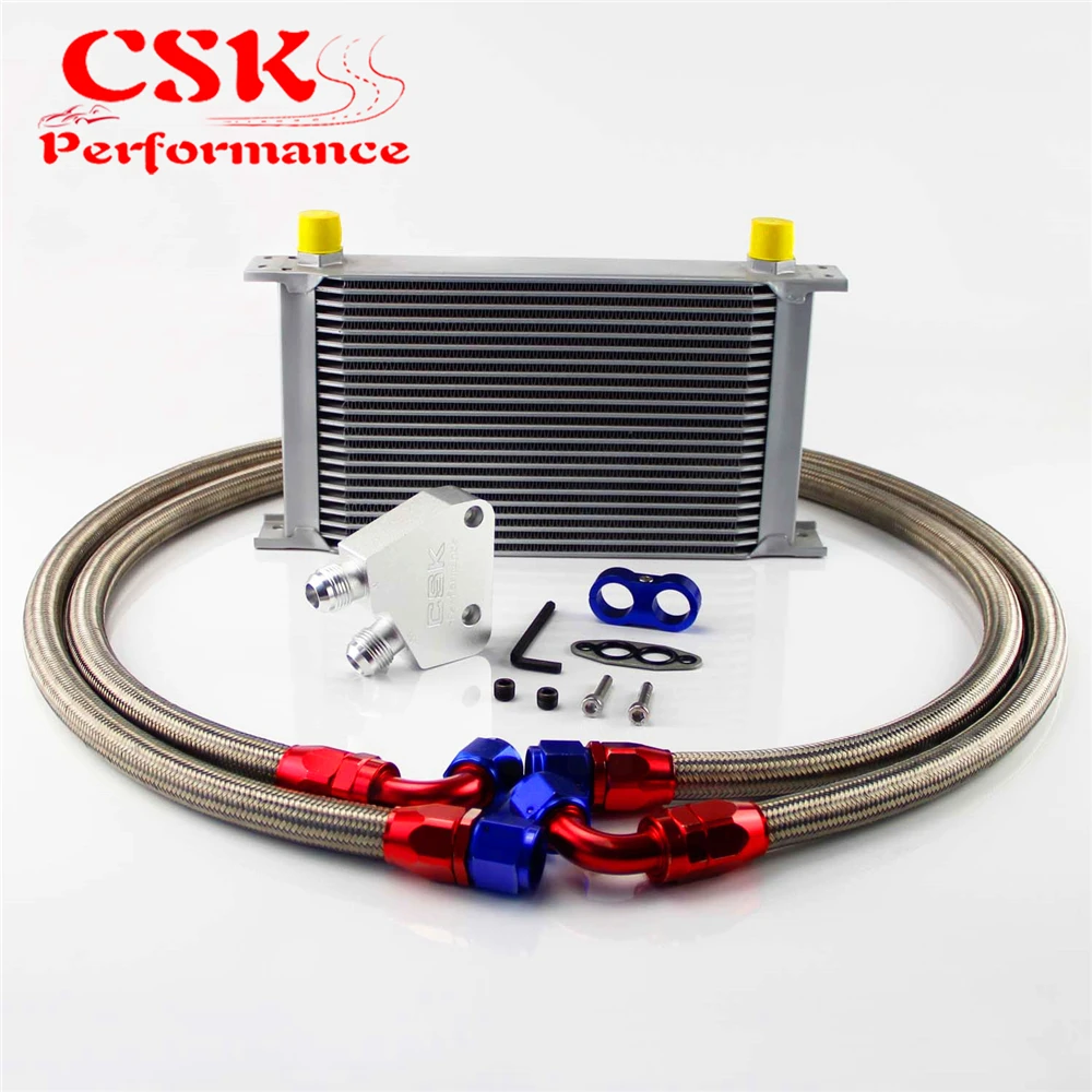 19 Row 248mm AN10 British Oil Cooler Kit+Female Sandwich Plate Adapter