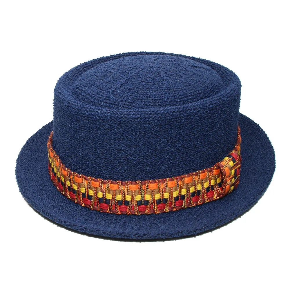 LUCKYLIANJI Летняя мужская и женская шляпа в стиле ретро из полиэстера, плоская свинина, шляпа для пляжа, джаз, свиная шляпа, винтажная плетеная лента(56-58 см