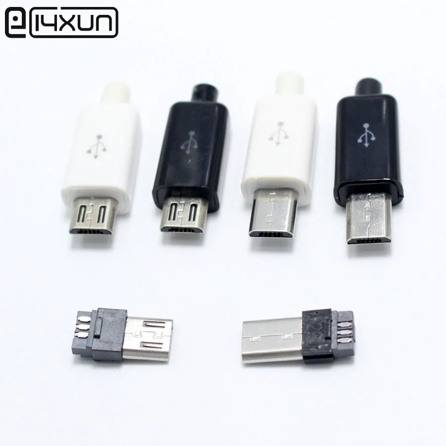 10 компл. Micro USB 5PIN тип сварки штекер разъемы зарядное устройство 5 P USB хвост зарядки разъем 4 в 1 белый черный