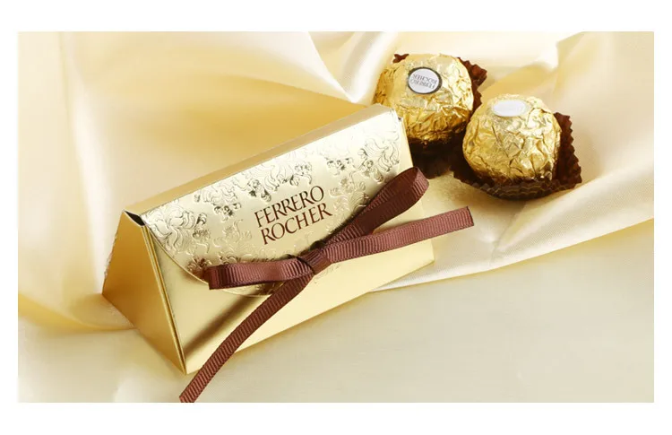 Золотая бумажная коробка для конфет Ferrero Rocher, свадебные подарочные коробки, рождественские сумки для конфет, свадебные украшения, вечерние принадлежности