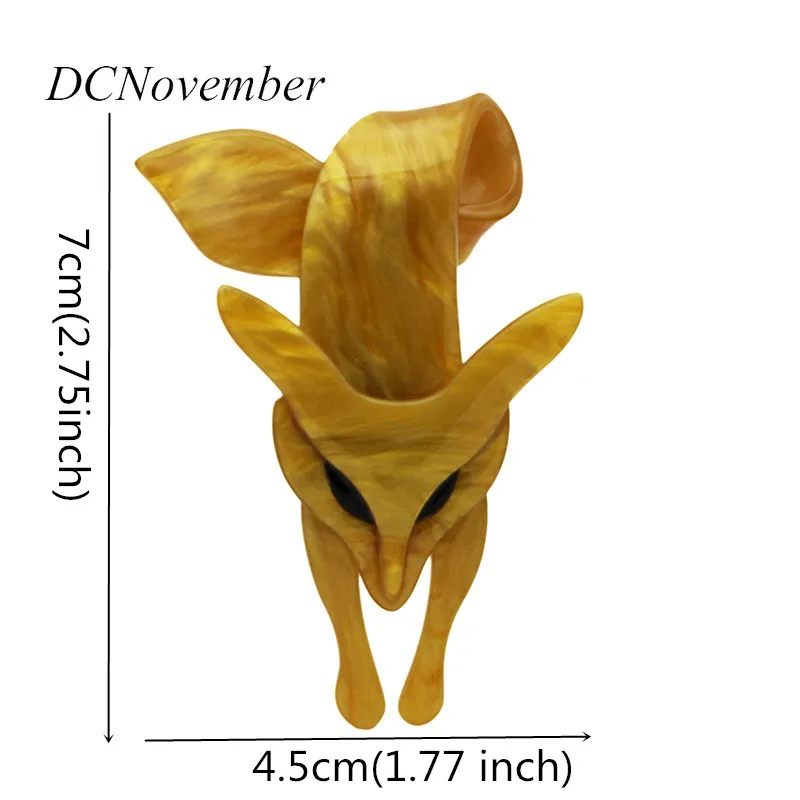 Винтажная Лисичка 3 цвета броши с лисой для женщин акриловая брошь Лисичка булавка экологическая ацетатная волоконная брошь булавки ювелирные изделия