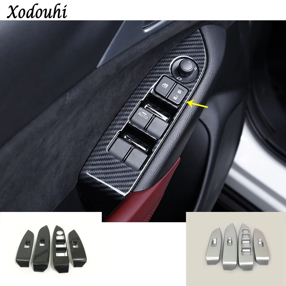

Car ABS chrome Interior inner door Window glass switch panel cover trim frame molding 4pcs For Mazda CX-3 CX3 2016 2017 2018