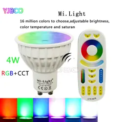 GU10 MiLight светодиодный лампы 4 W затемнения светодиодный свет лампы RGB + теплый белый + белый (RGB + CCT) Spotlight Indoor Гостиная, AC86-265V