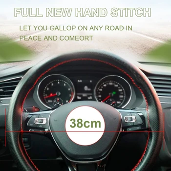 

Car Steering Wheel Cover Soft Car Handle Protector Stitching Style Genuine Leather DIY Universal Cover Car Styling