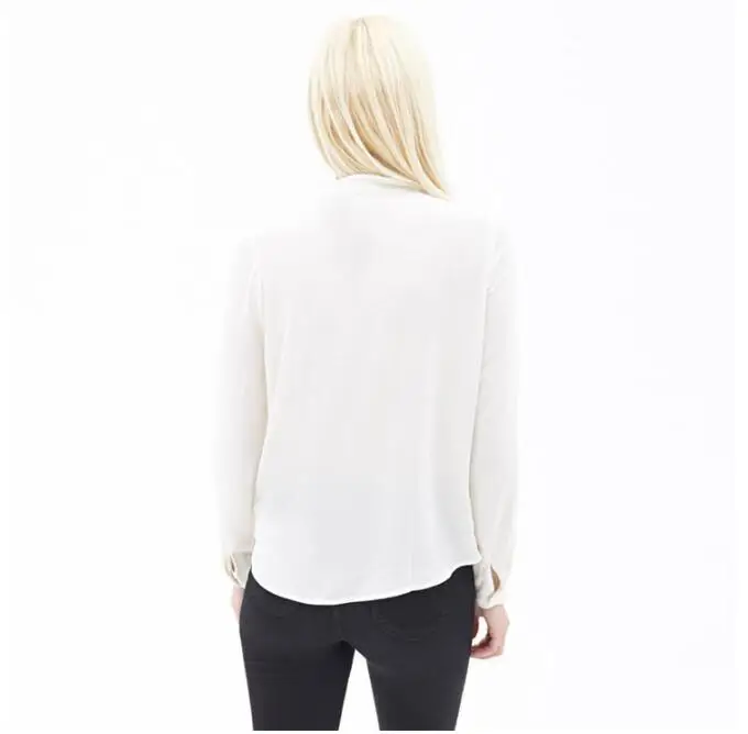 2019 Female Sexy V Neck Loose Chiffon Blouse Skirt Women Summer Long Sleeve Office Tulle Blosues Tops
