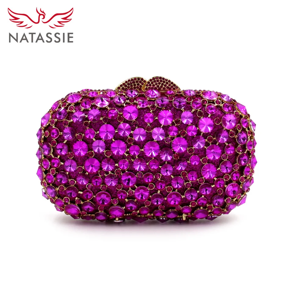 NATASSIE Luxury Handbags Women Bags Designer Crystal Clutch Evening