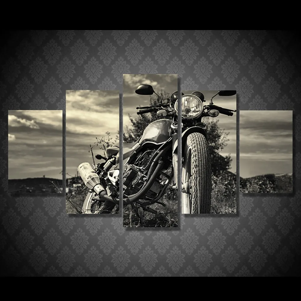 Retro motorcycle canvas wall art abstract print home decor for living room modern pictures 5