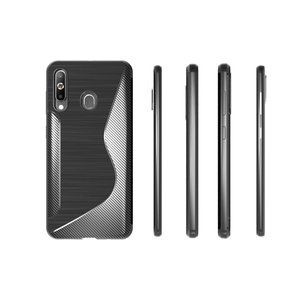 black shockproof Anti-skid S Line TPU Gel Skin Case Cover For Samsung Galaxy A60