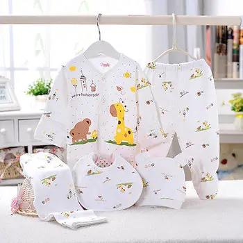 0-3M Baby Clothes set  Newborn Boys Girls Soft Underwear Animal Print Shirt and Pants Cotton clothing 5 pcs 1