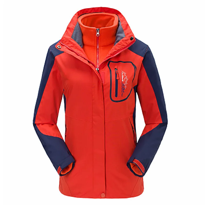

3 In 1 Women Waterproof Windbreaker Windproof Warm Two Piece Softshell Fleece Winter Outdoor SportsCamping Hiking Jacket 98087