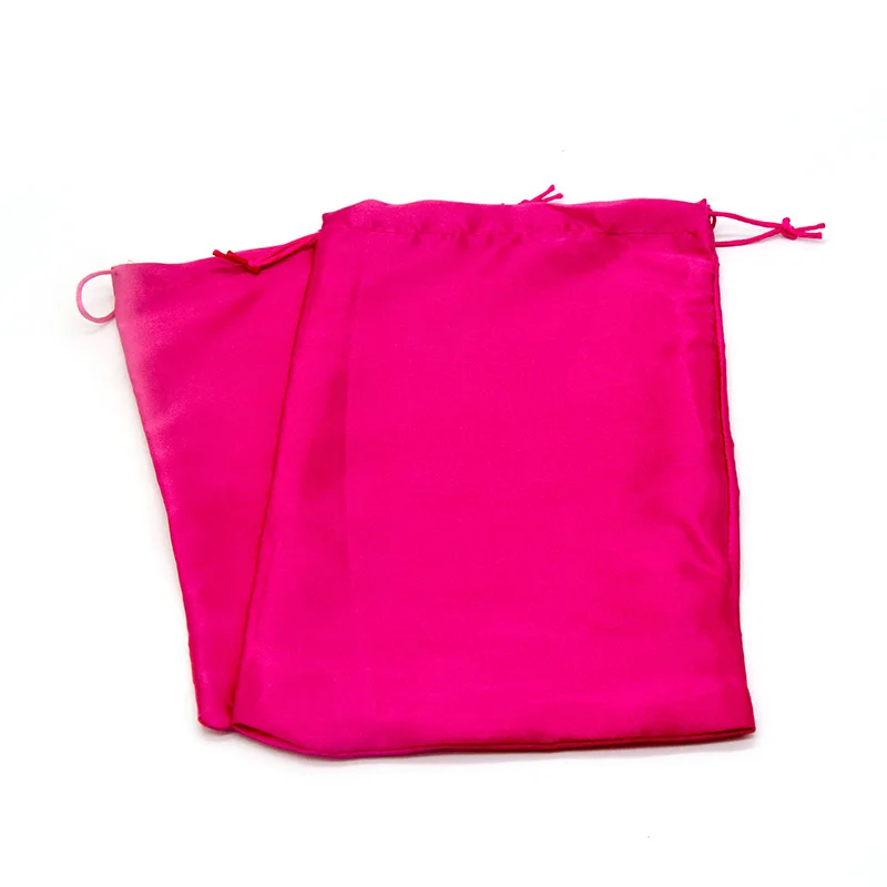Пустой запас 18x25 см атласный Шелковый парик сумки для подарка волос удлинительная упаковка мешок шнурок принять девственницы мешок для волос - Цвет: Hot pink