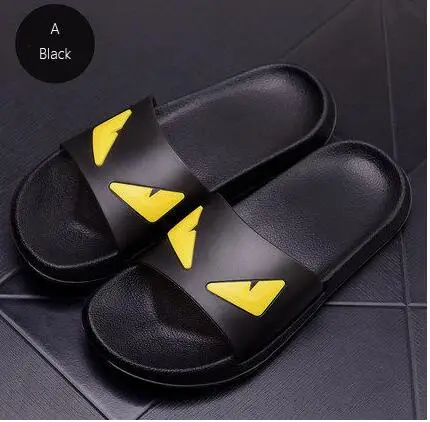 

2019 Men's Slippers Women Message Devil Men Shoes Eyes Flip Flops Cartoon Male Sandals Two Different Soles Summer Couples Man