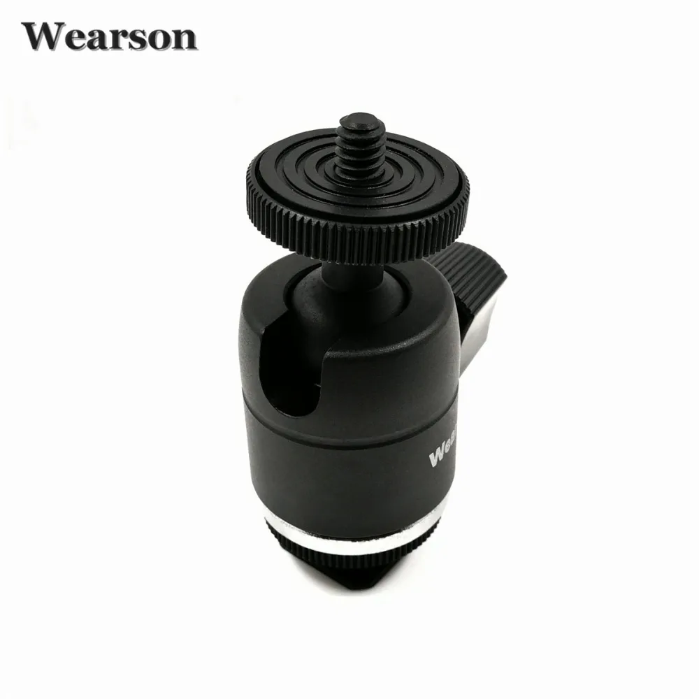 Wearson Camera Ball Head Hot Shoe Mount 360 Degree 14 38 Screw For Canon Nikon DSLR Camera Tripod AdapterLCD Video Monitor (4)