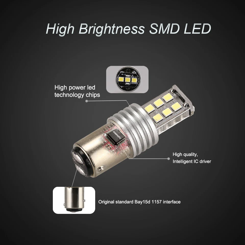 Anmingpu 2x сигнальные лампы 1157 светодиодный Bay15d P21/5 Вт 2835SMD 1156 BA15S P21W BAU15S PY21W