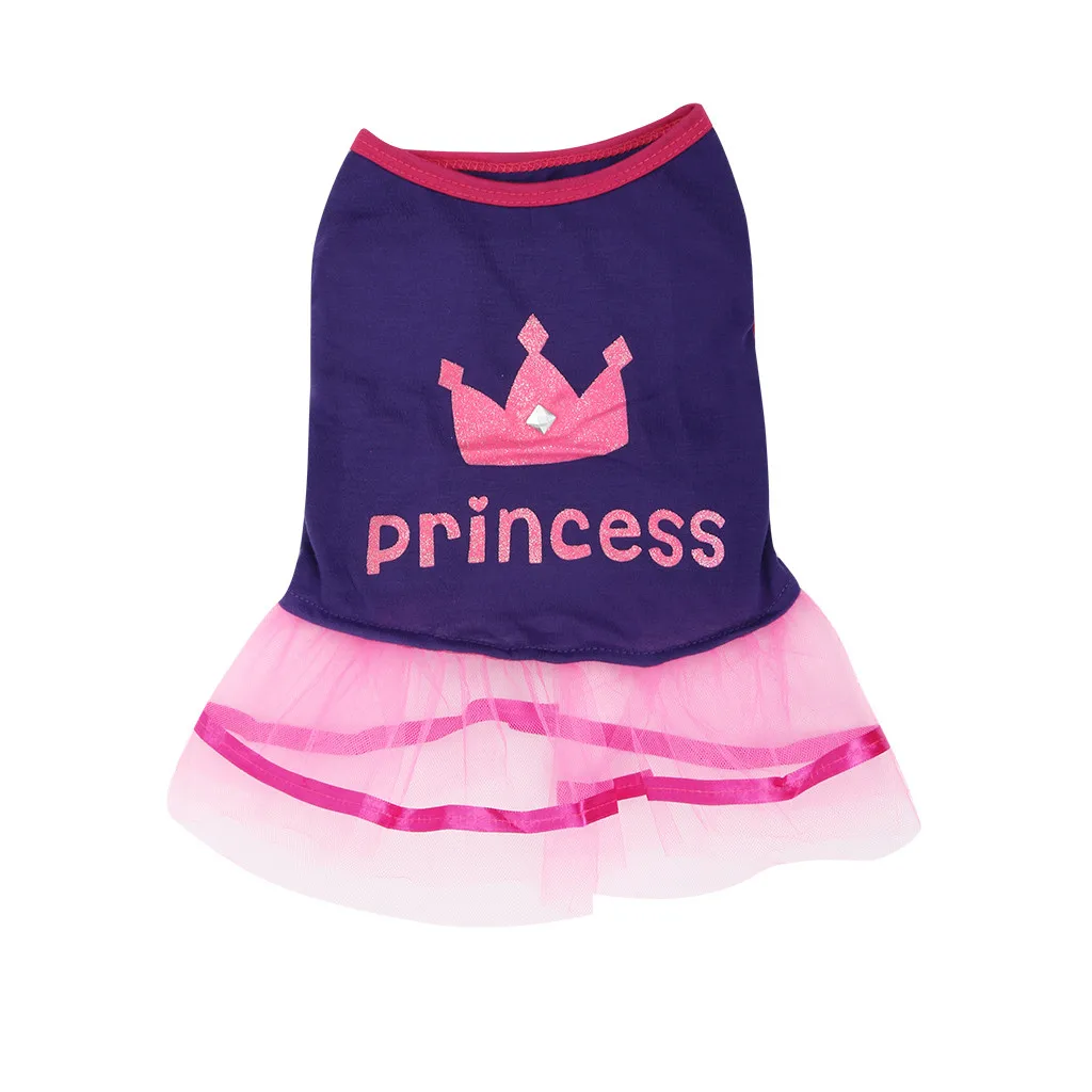 Transer Одежда для собак Розовый Pet весенне-летние дышащие, элегантные, с короной кружева принцесса юбка с рисунком собачки и котика Vestido Perro 19May14 P40